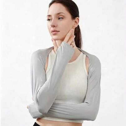 1 chiếc ống tay áo chống tia UV mùa hè, ống tay áo thể thao thoáng khí bằng lụa băng dành cho nữ, thích hợp cho đạp xe ngoài trời hoặc chơi tennis.