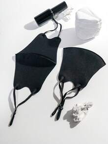 Black Solid Suede Reusable Washable Cloth Face Mask For Daily Wear & Travel - One Size - View 2