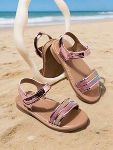 Girls' Sandals, Children's Princess Shoes, Medium & Large Kids' Summer Shoes, Little Girls' Soft Bottom Beach Shoes - Pink - View 6