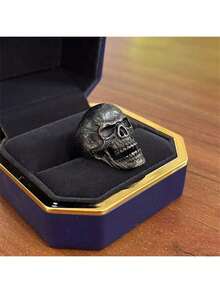 1件哥特朋克夸张恶魔骷髅戒指，男士骷髅戒指，嘻哈摩托车摇滚机车饰品批发 - 彩色 - 查看 13