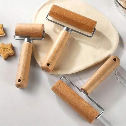 Wooden Rolling Pin With Non-Slip Handle - Heavy Duty Baking Tool, Ergonomic Design, Beechwood Material, Suitable For Making Pizza Dough, Pastries And Cookies
