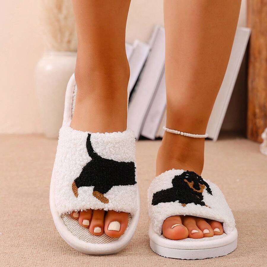 Black Dog Animal Casual Comfortable Fabric Animal Cozy Home Goods, Spring/Summer - White - View 1