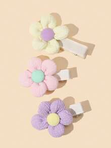3/6件装春夏新款3D花朵婴儿发夹，可爱甜美婴儿发饰 - 彩色 - 查看 7