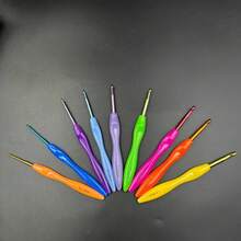 9pcs Colorful Plastic Handle Crochet Hook Set, Comfortable Non-Slip, Durable Aluminum Alloy Hooks, Multi-Size Yarn Knitting Tools - 9pcs - View 6