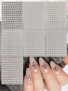 4/7张字母美甲贴纸，A-Z首字母美甲贴花，自粘英文字母美甲贴纸，适用于DIY美甲凝胶亚克力指甲 - 彩色 - 查看 2