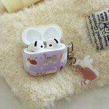 极简紫色波点猫咪吊坠，兼容苹果Pro第二代、第四代可爱保护壳，Pro第三代柔软耳机套（女士款），适用于1/2/3代 - 淡紫色 - 查看 9