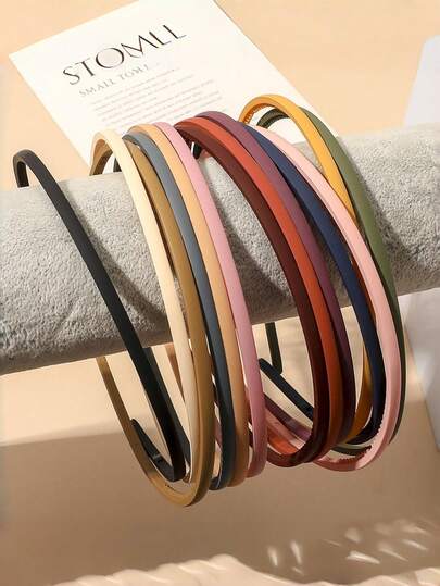 13件/套 女孩哑光塑料发箍，复古简约风格发饰，彩色防滑发夹，日常使用