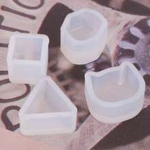 4pcs Crystal Epoxy Resin Mold Set, Mini Cat, Cube, Triangle, Stone Shaped Earring Pendant DIY Jewelry Making Mold - White - View 7