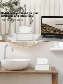 Transparent Desktop Tissue Box, Nordic Minimalist Style Tissue Paper Holder For Home, Restaurant, Living Room, Bedroom - Clear - View 6