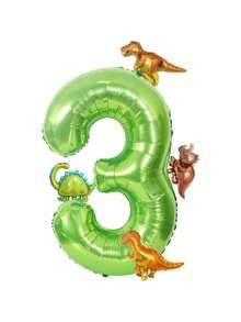 32-Inch Green Number 2 Dinosaur Balloon, Tyrannosaurus Rex, Velociraptor, Triceratops, Stegosaurus Foil Balloon, Suitable For Children's Birthday, Cute Dinosaur Baby Shower Party Decorations - View 5