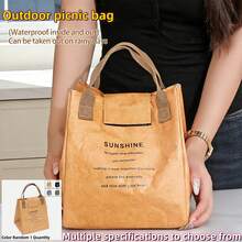 2pcs/1pc Large Opening Insulated Lunch Bag, Kraft Paper Lunch Tote Bag Suitable For Office Workers And Students. Large Capacity Insulated Lunch Box Bag With Portable Handle, Reusable And Lightweight. Multipurpose, Suitable For Lunch, Picnic, Travel And Snack Storage, Kitchen Supplies, Kitchen Accessories, Kitchen Essentials, Mother's Day Gift - Multicolor - View 5