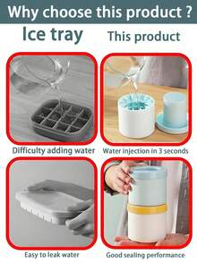 1pc Round Silicone Ice Cube Tray, Ice Bucket, Ice Box For Homemade Refreshing Iced Drinks In Summer - Pink - View 8