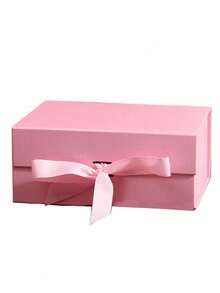 1pc Foldable Pink Gift Box, Gift Packaging Box, Suitable For Wrapping Gifts For Family And Friends, Applicable For Various Holiday Gifts - Pink - View 1