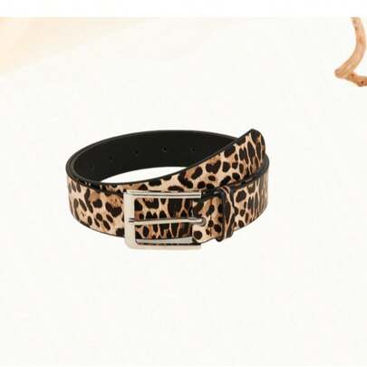 1pc European And American Classic Brown Leopard Print Casual, Versatile, Summer New Arrival, Fashionable Men's Belt