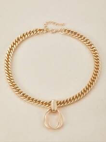 1条朋克风夸张链条项链，几何圆形吊坠项链，男士日常配饰，情侣项链 - 項鍊 - 查看 4