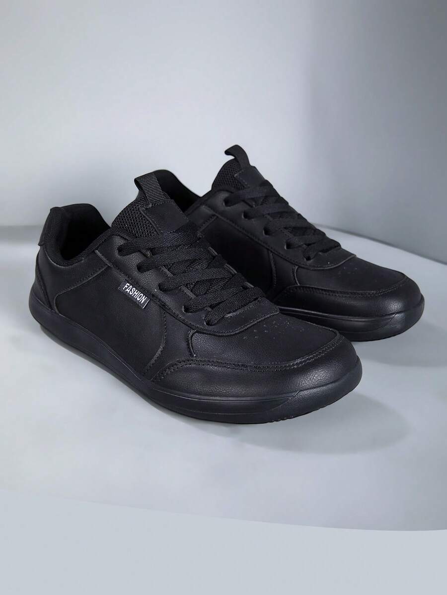 Men's Casual Sporty, College Style Comfortable Sneakers, Suitable For Outdoor Activities, Gym, Work, Party, Birthday Gift - Black - View 1