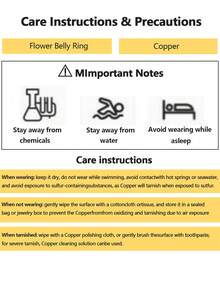 1件花朵吊坠肚脐环，适合女性 - 白花 - 查看 5