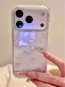 Gilded Bowknot Phone Case, Compatible With IPhone 17 Pro Max, 17 Pro, 17 Air, 17, 15, 16 Pro Max, 14 Pro, 13, 12, 11, Soft Back Cover, Suitable As A Gift For Girls - Gilded Pink Bow - View 2