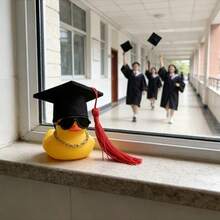 1pc Graduation Season Duck With Hat & Fashion Glasses Decor, Car Dashboard Decoration, PVC Car Interior Accessory, Suitable For Motorcycle & Bicycle, Office Desk Ornament, Decorative Element, Car Accessory, Office Decor, Holiday & Graduation Gift - A - View 7