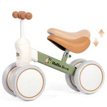 Children's Balance Bike, 4-Wheel Ride-On Car, 135° Steering Angle, Off-Road, For Toddlers - Brown Green - View 8