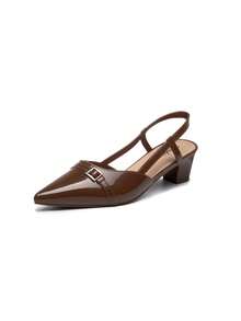 Nuevos zapatos de tacón medio con puntera puntiaguda y tacón grueso, estilo francés para primavera/otoño. Zapatos de trabajo de bajo empeine y no fatigantes para mujeres - Marrón - Ver 12