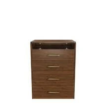 3-In-1 Dressing Table With Open Mirror, Small Dressing Table Set With Clear Glass Top, Compact Dressing Table With 3 Drawers, Bedroom Dressing Table, Dimensions: W 60/H 118/D 40 Cm. - Walnut Wood Color - View 12