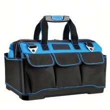 Sturdy Reinforced Handle Tool Storage Bag Multi Front Pockets Heavy Duty Oxford Fabric Workshop Carry Bag For Home  Multi-Purpose Hardware Tool Tote Bag Large Space Open Top Design Wearproof Repair Tools Carry Bag For Electrician Auto Maintenance - Double-layer Toolbox [13 Inches] - View 11