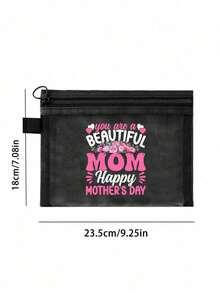 1pc Mother's Day Themed Makeup Mesh Bag, Mother Makeup Bag, "You Are A Beautiful Mother, Happy Mother's Day" Floral Pattern, Mother Gift, Large Capacity Women's Travel Makeup Bag Toiletries, Diy Storage Bag, Portable Foldable Storage Bag, Suitable For Personal Travel Cosmetics Collection, Travel Small Bag Toiletries Bag - Multicolor - View 9