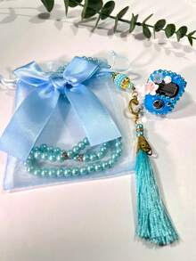 新款蝴蝶结礼品袋，穆斯林念珠，带水钻花朵计数器，电子念珠，适合节日和送礼 - 多色 - 查看 4