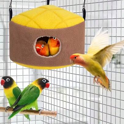 Comfortable Plush Bird Nest - A Cozy Winter Nest For Little Birds, Hanging Cage Accessory With Soft Plush Bedding, Compatible With Bird Hammock Cages, Suitable For Parrots, Cockatiels, Lovebirds, And Pet Birds. A Comfortable Winter Sanctuary.