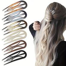 3 pièces Pinces à cheveux françaises - Pinces à cheveux en fibre d'acétate rétro en forme de U, convenant aux cheveux fins et épais, design de préhension douce, facile à créer des chignons, des queues de cheval, convenant aux femmes de 14 ans et plus, accessoire capillaire quotidien, cadeau de remise des diplômes, cadeau de la fête des mères - Multicolore - Voir 1