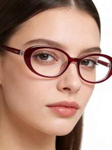 1pc 2026 Spring New Arrival, Unisex Korean Fashion Small Frame Oval Glasses, Elegant Streetwear Versatile Plain Glasses, Anti-Blue Light Optical Glasses - Multicolor B - View 2