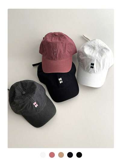 1 pièce Casquette de baseball minimaliste à lettre unique brodée, style américain polyvalent unisexe avec fermeture à pression, design vintage, convient pour le printemps/l'été, couleur grise