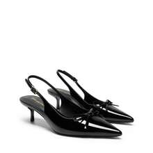 Women's Slingback Kitten Heels, Pointed Toe 2.17" Low Heel With Bow - Comfortable All Day Wear Dress Pumps For Wedding & Formal Occasions - màu đen - Xem 4