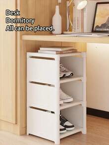 1pc Multi-Tier Narrow Shoe Rack, Space-Saving Freestanding Shoe Storage Organizer, No-Assembly Vertical Shoe Shelf For Entryway, Dorm, Apartment, Small Space, Home Storage Solution - Multicolor - View 6