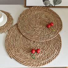 1/4/6pcs Woven Placemats, 12-Inch Round Rattan Placemats, Handmade Natural Woven Placemats, Heat Insulation Mats For Tea Cups, Non-Slip Kitchen Japanese Style Mats, Round Woven American Style Tea Tray Coasters For Tea Sets, Farmhouse Style Woven Placemats, Country Willow Woven Placemats, Perfect For Bohemian Style Dining | Ideal For Restaurants, Parties, Weddings, Home Decor, Christmas Decorations - View 2