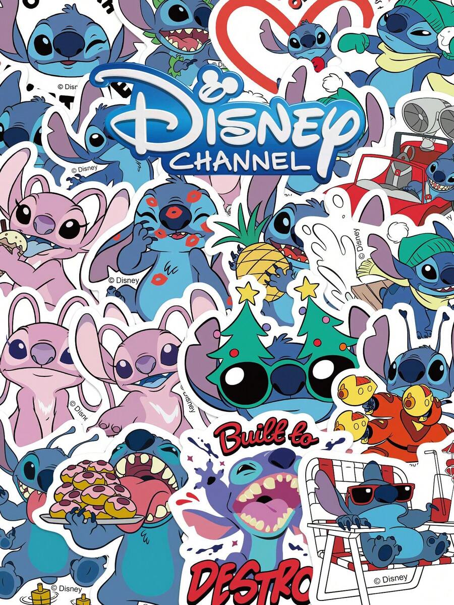 Disney 50张/套 官方 Lilo & Stitch 贴纸套装 可爱卡通史迪奇装饰贴纸 适用于剪贴簿、日记和 DIY 装饰 - Lilo & Stitch - 查看 1