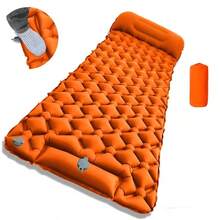 Colchoneta inflable para acampar al aire libre con almohada, colchón de aire ultraligero con bomba incorporada, cama de aire ligera para senderismo, esterilla plegable para picnic, esterilla de playa, almohada inflable para siesta, almohada inflable para coche, colchoneta inflable para pijamada de Navidad - Multicolor - Ver 1