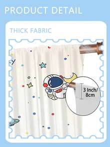 2 Paneles de cortina decorativa con diseño impreso de astronauta, cohete, planeta y estrellas para habitación de niños, fácil de limpiar - lavable a máquina - Multicolor - Ver 4