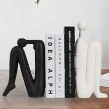 Decorative Bookends For Shelves,Bookends For Heavy Books Resinous Thinker Statue,Book Shelf Decor,Modern Creative Office Company Bookends Ornament Decorations - A - View 12