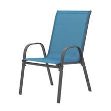 Modern Outdoor Patio Chairs Set Of 8, Outdoor Camping Chairs Feature Breathable Woven Fabric. Outdoor Courtyard Chairs, Dining Chairs And High-Back Armchairs Boast Ergonomic Design. Lightweight And Portable With Stackable Construction. Sturdy Metal Frame Ensures Durability. Suitable For Outdoor Patios, Gardens, Pools, Beaches, Balconies, And Camping.(Blue) - 藍色 - 查看 10