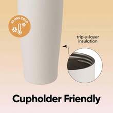 40oz Stainless Steel Thermoscup -Keeps Water Cold Or Hot - Stainless Steel Water Bottle With Push-On Dust-Proof Lid And Plastic Straw - 淺粉色 - 查看 5