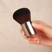 1pc #112 Portable Angled Foundation Brush, #124 Loose Powder Brush, Short Handle Makeup Brushes - Silver - View 5