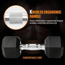 Dumbbells 15-25 Lbs Weight Rubber Encased Hex Dumbbell For Sports And Fitness - As Pic - View 4