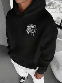Blusa de Frio Moletom Casual Estilo Streetwear Anti Social Casaco Canguru Minimalista em Alta Moderno Minimalista Style - Preto - Visão 3