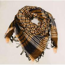 Bufanda militar táctica de algodón Shemagh Palestina, bufanda Keffiyeh para la cabeza y el cuello, regalos para hombres y mujeres,43370089 - Bronce - Ver 6