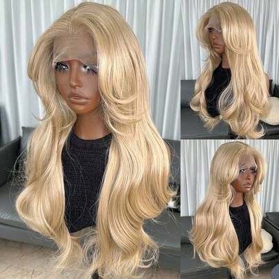 13x6 Kanekalon Futura Lace Front Wig, 22 Inch Long Wavy High Shine Synthetic Wig With Bangs, Glueless Kanekalon Heat Resistant Synthetic Wig, Free Parting, 150% Density, Beginner Friendly Transparent Lace Wig For Daily, Party, Holiday Use