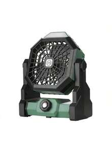 Ventilador portátil para camping con luces LED, ventilador recargable para exteriores, con múltiples velocidades / 3 niveles de brillo / cabezal oscilante / gancho, ventilador alimentado por batería para camping, tienda de campaña, camping - multicolor - Ver 12