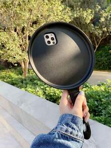 新款创意煎锅造型手机壳，适用于 16 Pro Max 和 15 Pro，具有防摔保护功能 - 黑色 - 查看 1