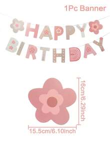 1set Foral Theme Happy Birthday Banner,Flower Birthday Party Decor Pull Flag,Birthday Party Backdrop Decor Banner,Flower Birthday Hanging Ornaments,Home Decor,Birthday Wall Decor,Foral Birthday Decor,Birthday Party Supplies,Birthday Gift - Flowers - View 4